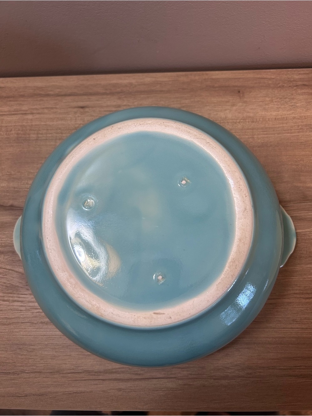 Vintage Blue and Yellow Ceramic Covered Casserole Dish mid century art deco - Picture 4 of 7